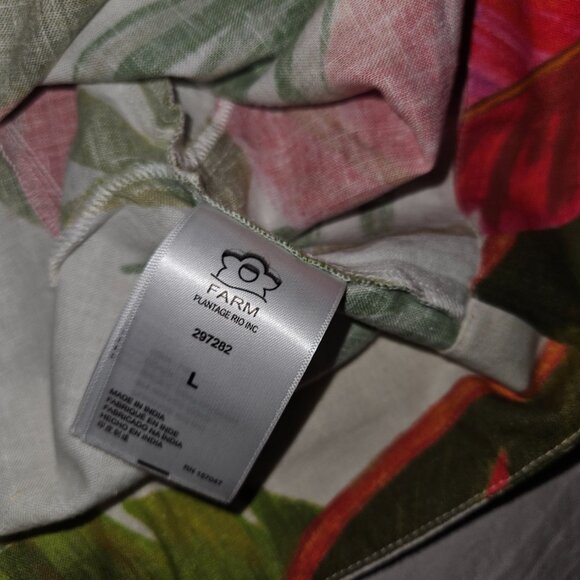 Rare  Farm Rio One-Shoulder Spring Forest Embroidered Toucan Linen Sz L - Picture 8 of 12